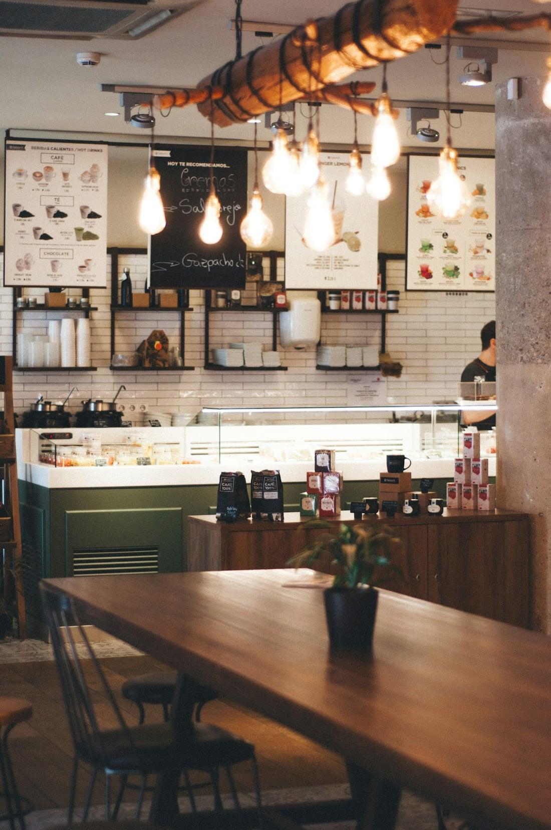 A café interior that can be cropped into different aspect ratios
