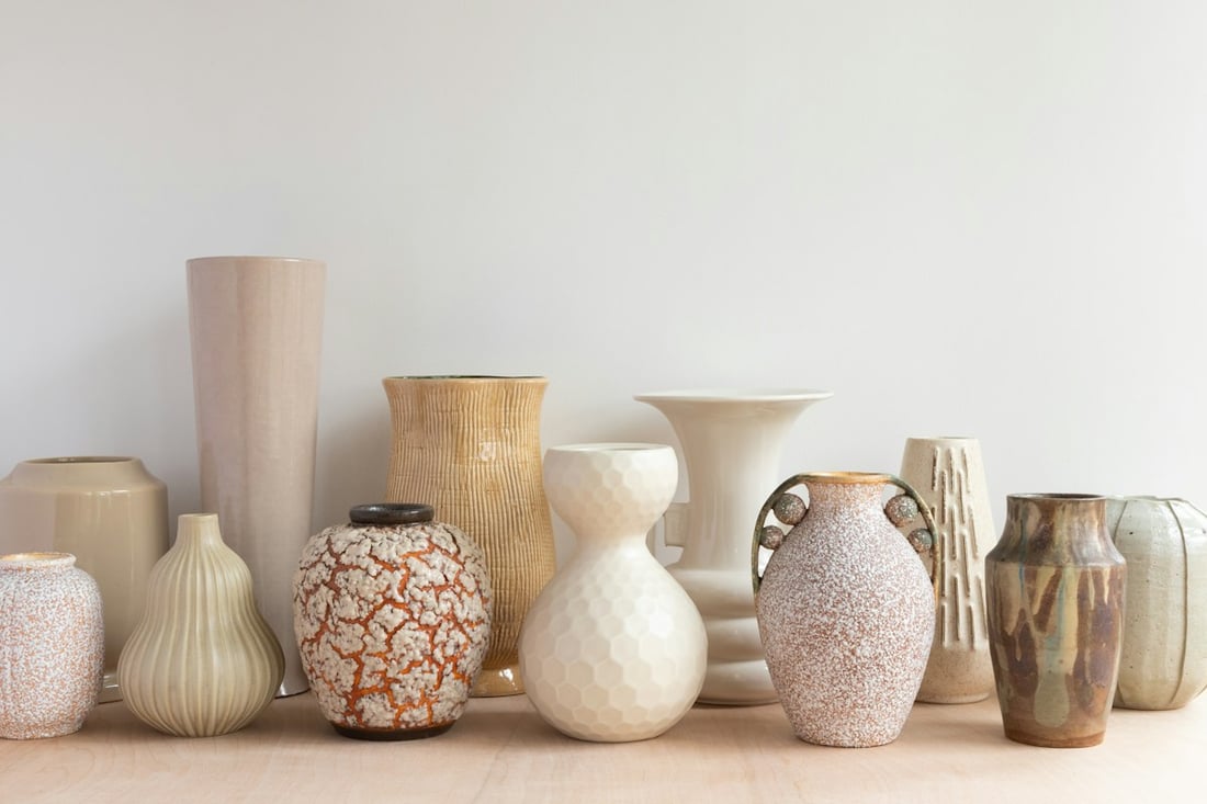 Ceramic objects in an example post